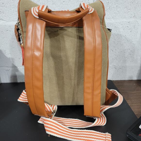 Adrienne Vittadini Backpack Tan And Orange Large Good Condition SEE DESCRIPTION - Picture 7 of 12